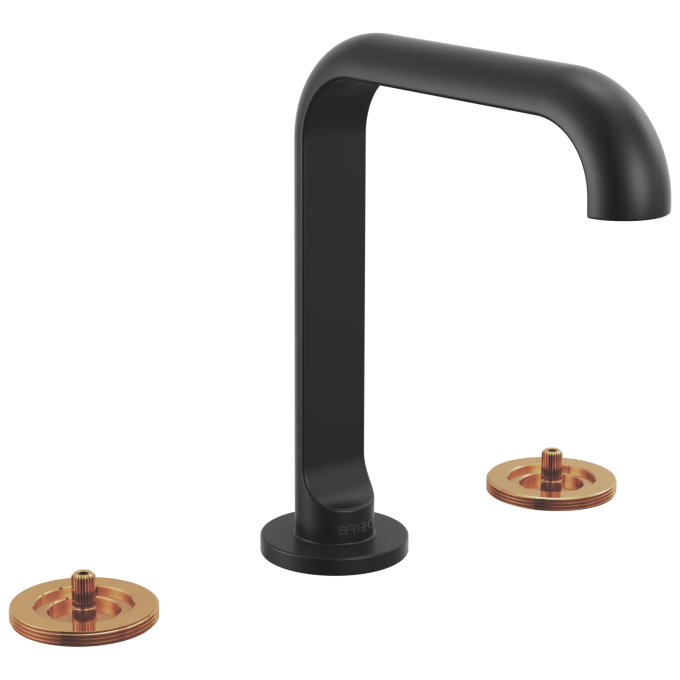 BRIZO Roccesco Widespread Lavatory Faucet with Square Spout - Less Handles — Matte Black
