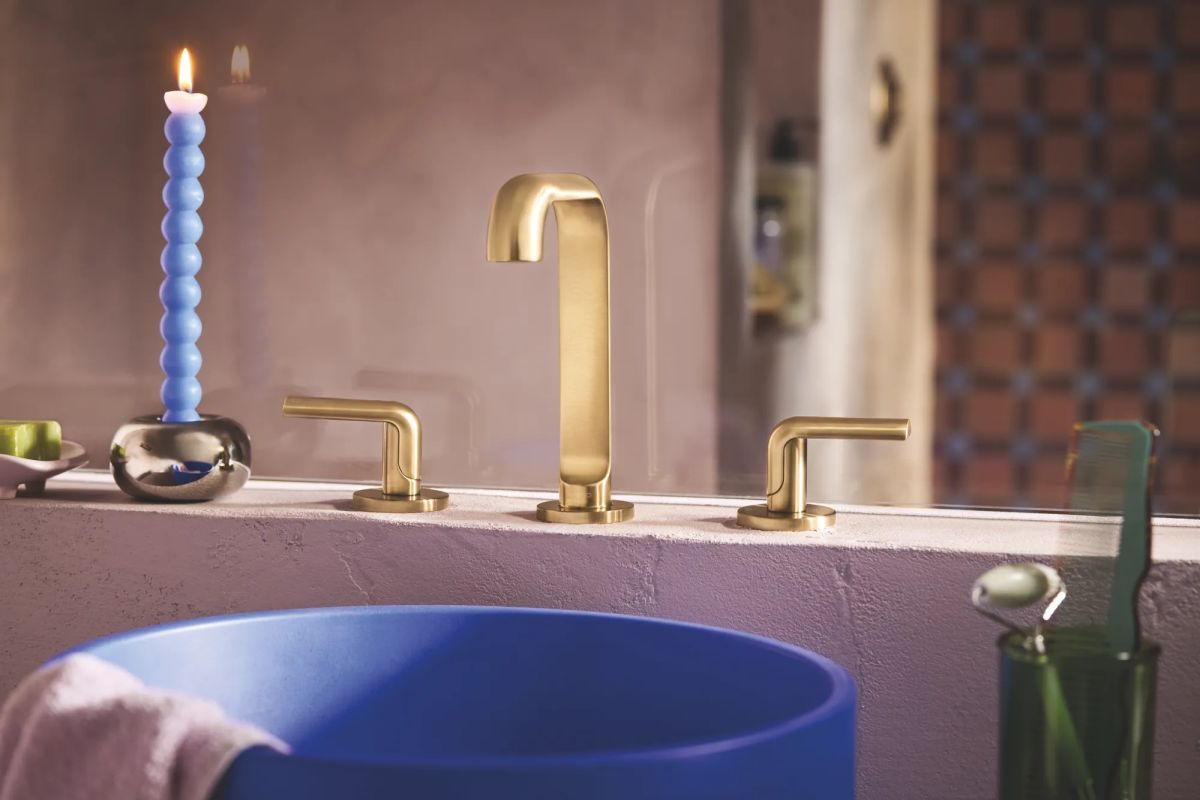 BRIZO Roccesco Widespread Lavatory Bent Lever Handle Kit — Luxe Gold