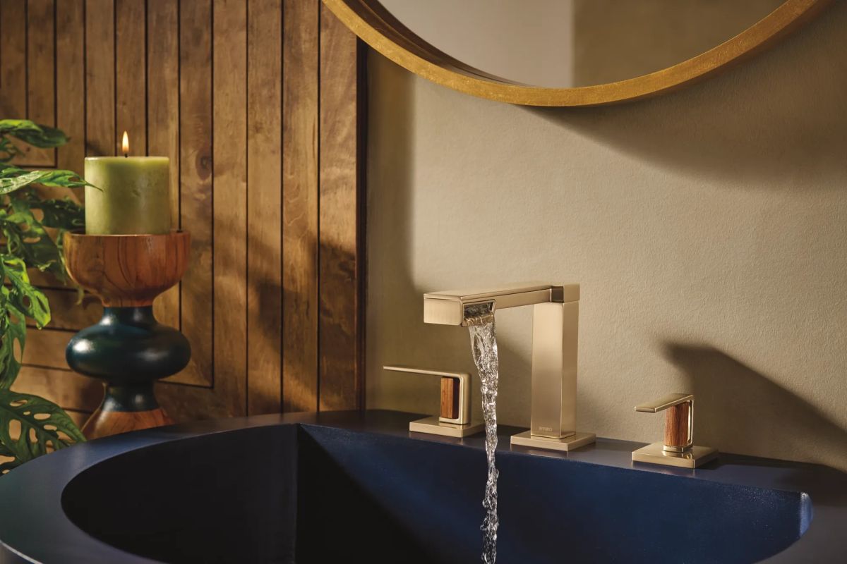 BRIZO Frank Lloyd Wright Widespread Lavatory Faucet - Less Handles — Luxe Gold