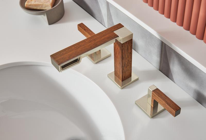 BRIZO Frank Lloyd Wright Widespread Lavatory Lever Handle Kit — Polished Nickel Wood