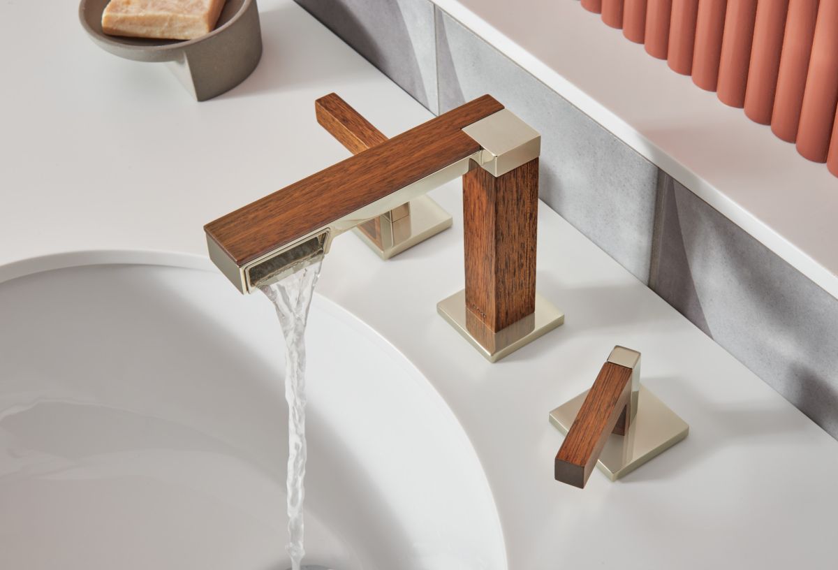 BRIZO Frank Lloyd Wright Widespread Lavatory Lever Handle Kit — Polished Nickel Wood