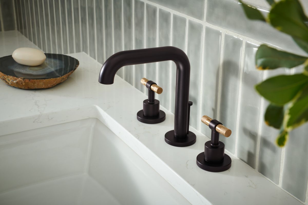 BRIZO Litze Widespread Handle Kit - T-Lever — Matte Black/Luxe Gold