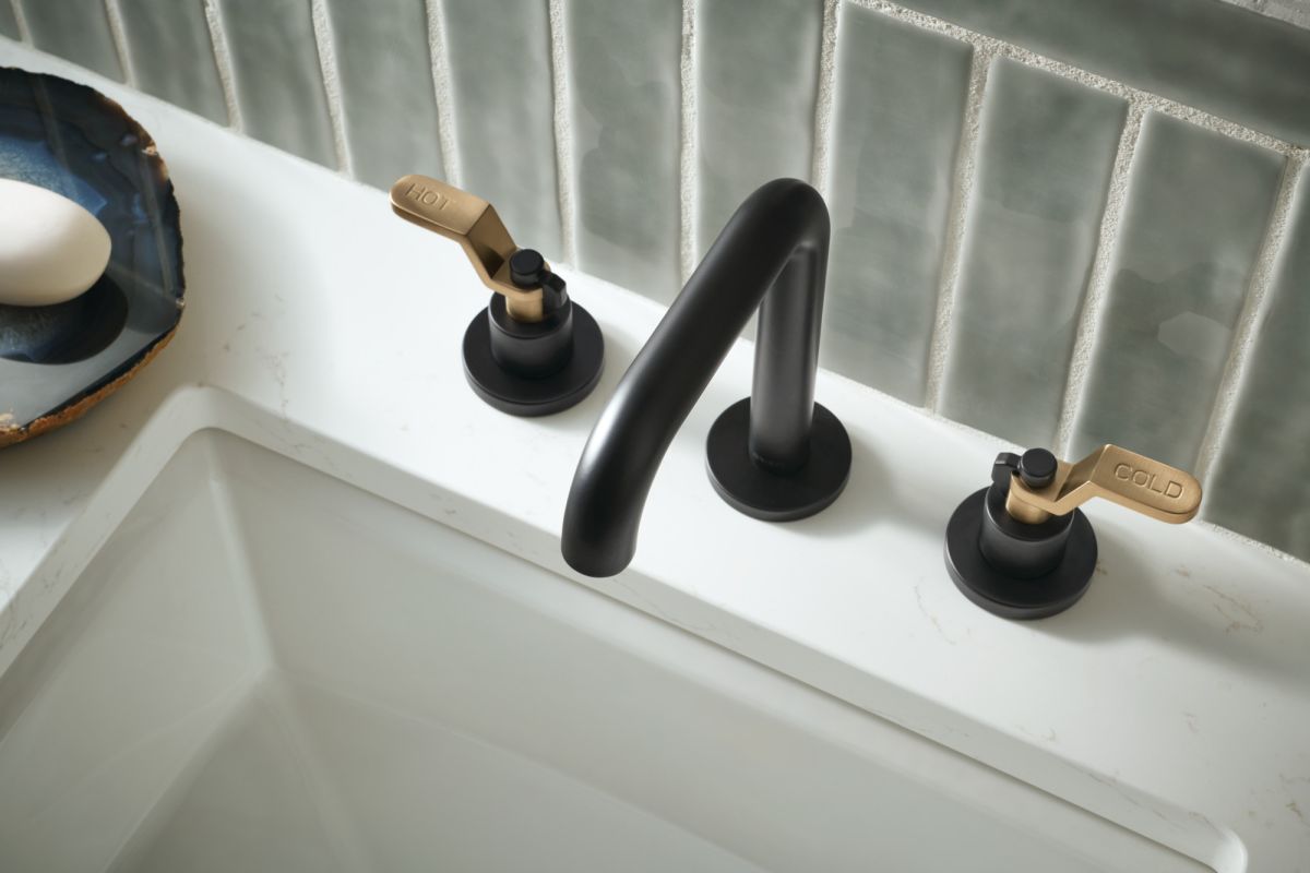 BRIZO Litze Widespread Lavatory Faucet With High Spout - Less Handles — Matte Black