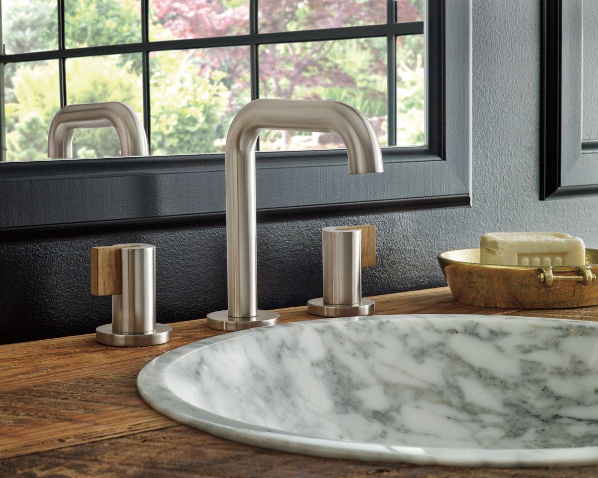 BRIZO Litze Widespread Lavatory Faucet with High Spout - Less Handles 1.2 GPM — Luxe Nickel