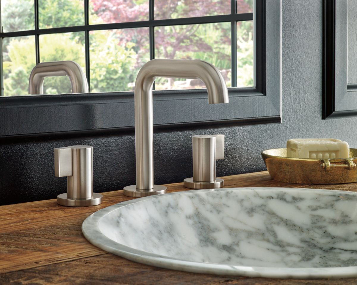 BRIZO Litze Widespread Lavatory Faucet with High Spout - Less Handles 1.5 GPM — Luxe Nickel