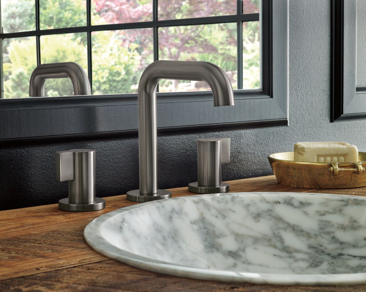 BRIZO Litze Widespread Lavatory Faucet with High Spout - Less Handles 1.5 GPM — Luxe Steel