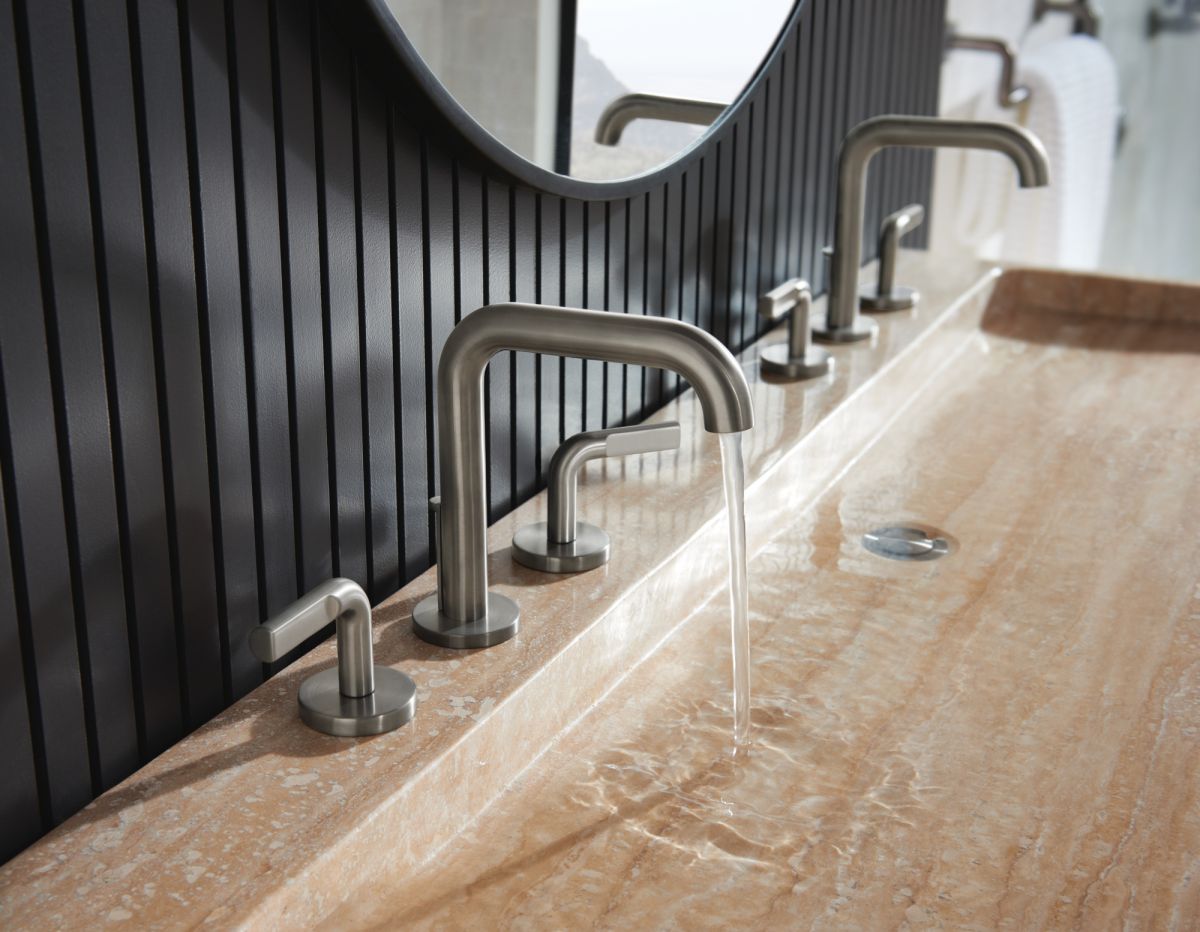 BRIZO Litze Widespread Lavatory Notch Lever Handle Kit — Luxe Steel