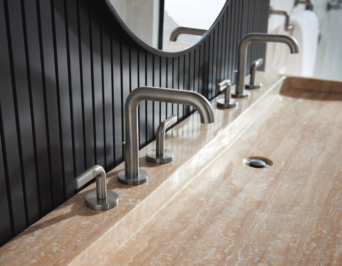 BRIZO Litze Widespread Lavatory Notch Lever Handle Kit — Luxe Steel
