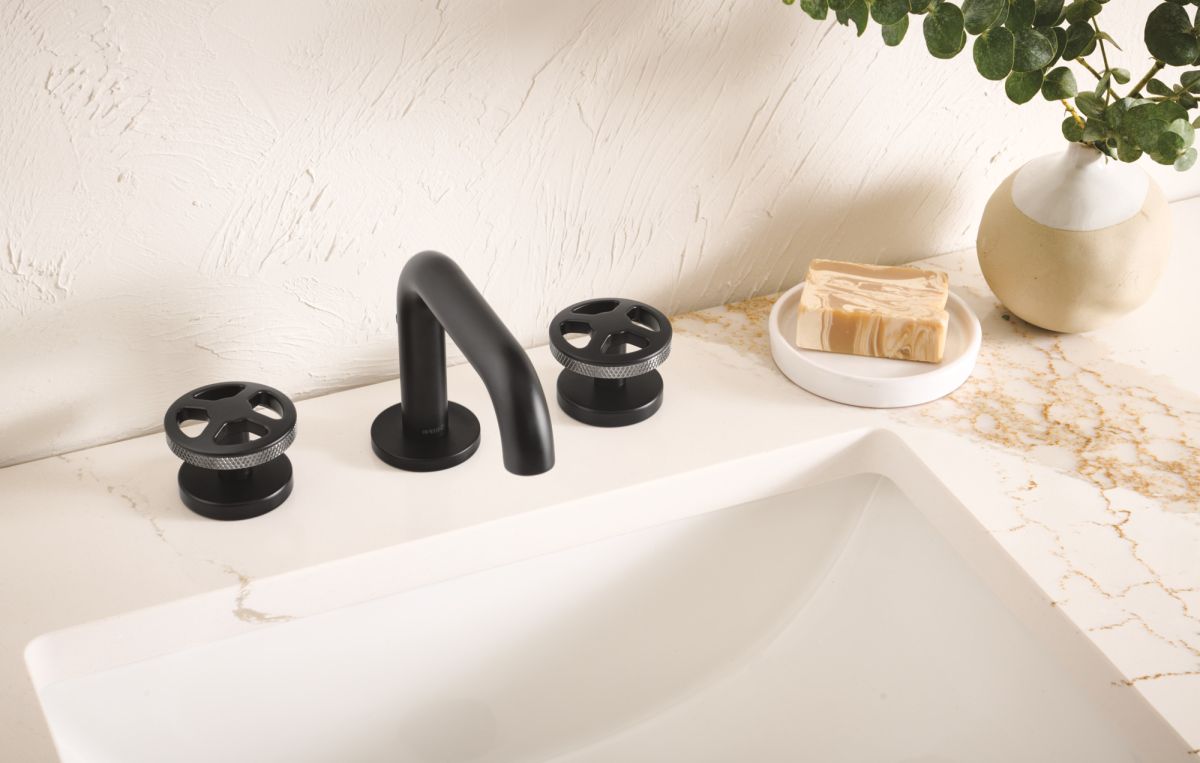 BRIZO Litze Widespread Lavatory Faucet With Low Spout - Less Handles — Matte Black
