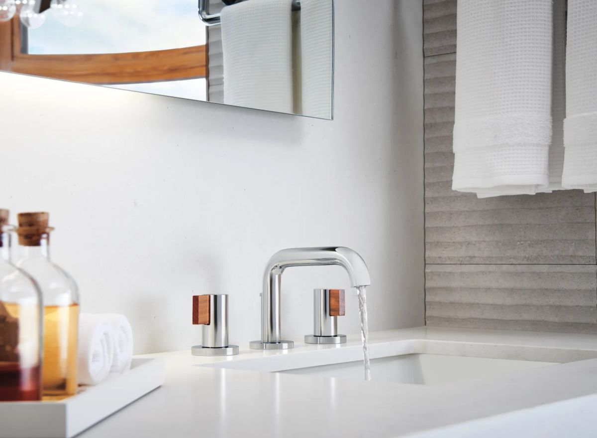 BRIZO Litze Widespread Lavatory Faucet with Low Spout - Less Handles 1.5 GPM — Chrome