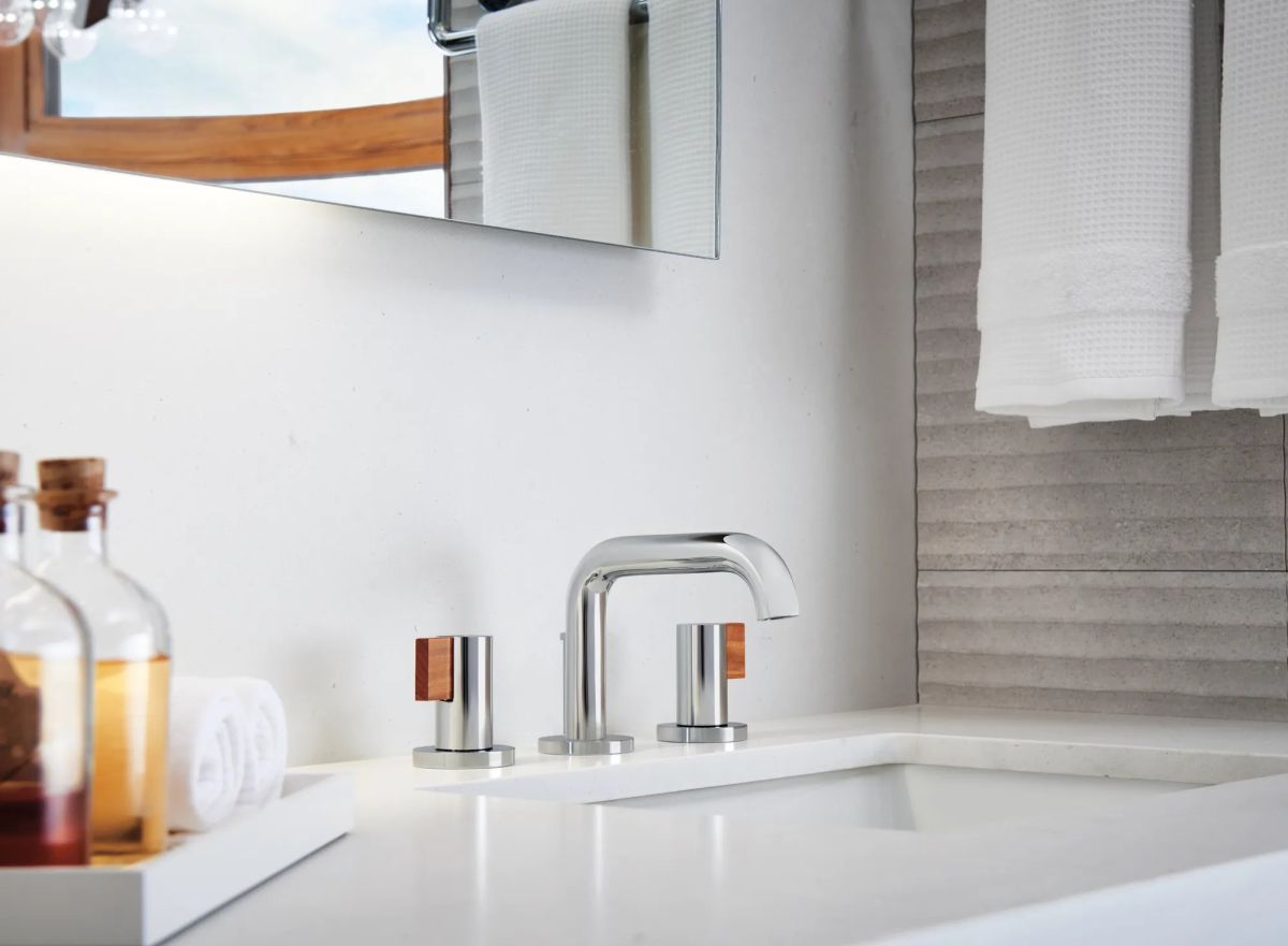 BRIZO Litze Widespread Lavatory Faucet with Low Spout - Less Handles 1.5 GPM — Chrome