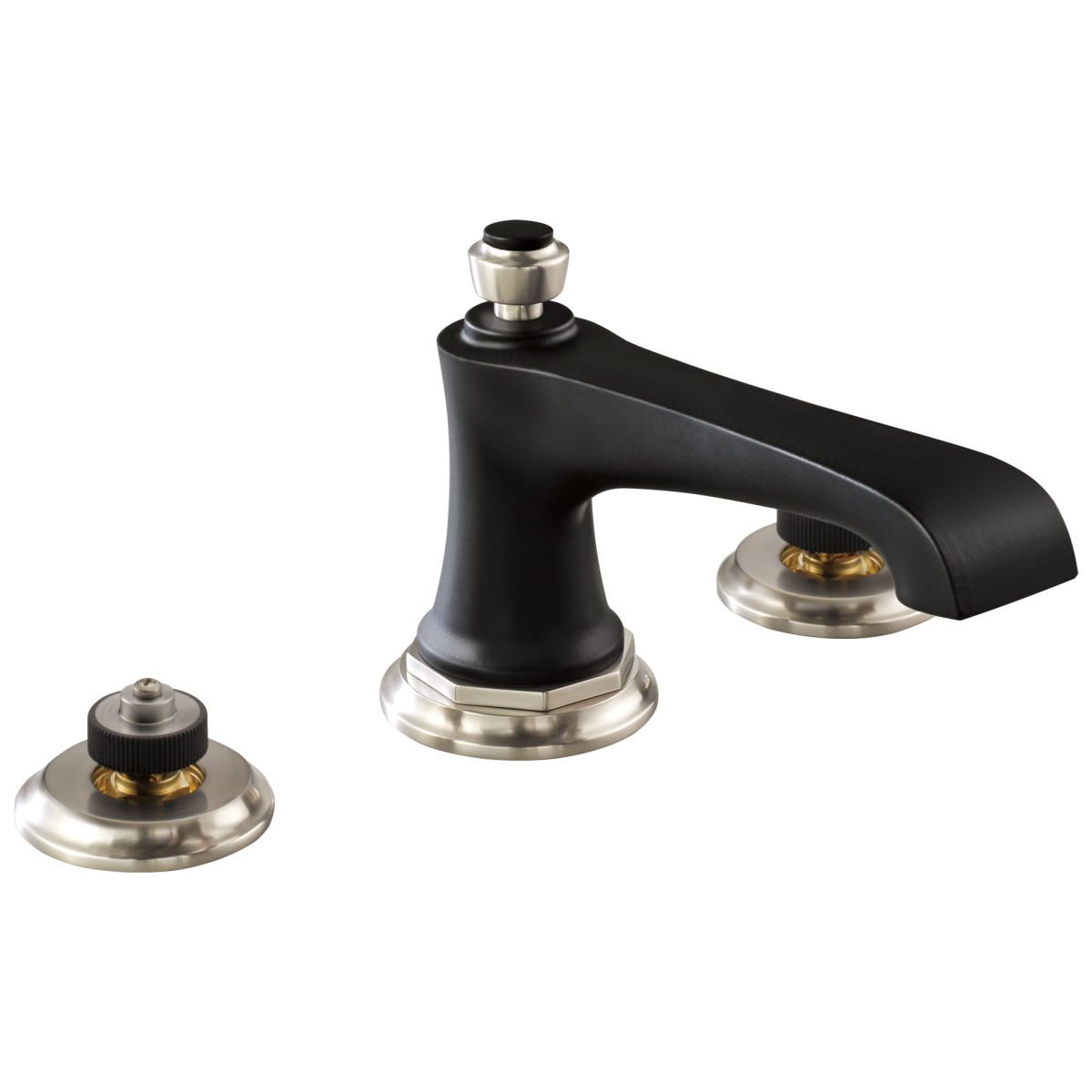 BRIZO Rook Widespread Lavatory Faucet - Less Handles 1.2 GPM — Luxe Nickel  /Matte Black