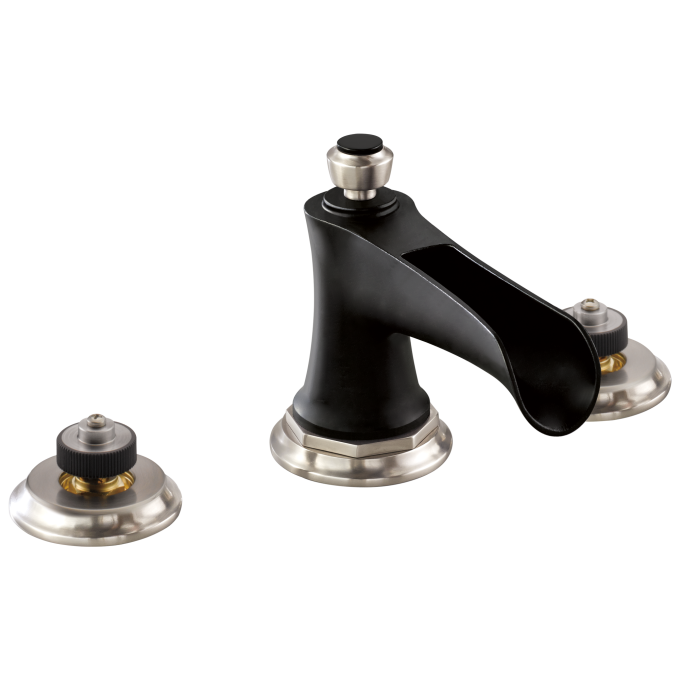 BRIZO Rook Widespread Lavatory Faucet with Channel Spout - Less Handles 1.5 GPM — Luxe Nickel  /Matte Black