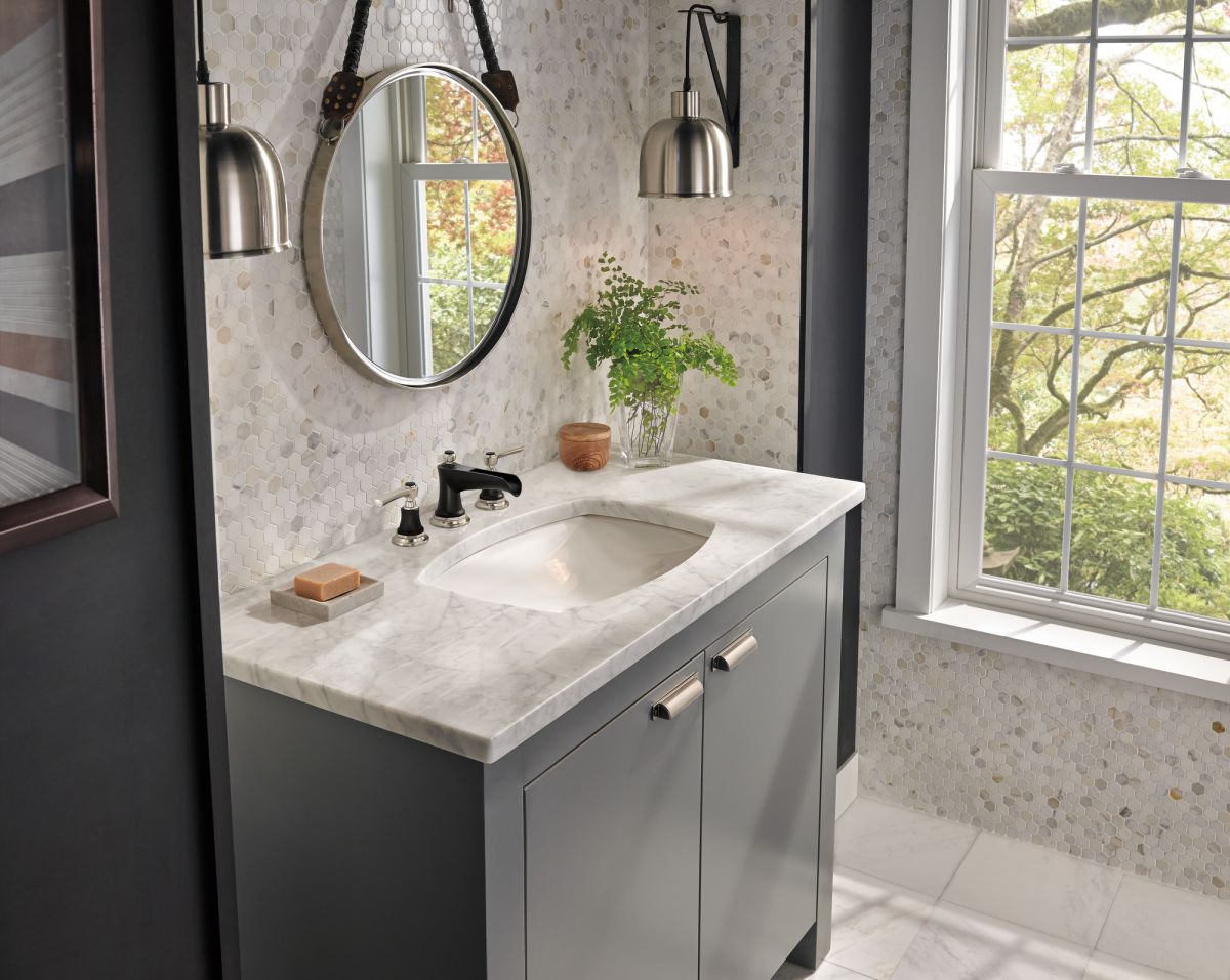 BRIZO Rook Widespread Lavatory and Bidet Lever Handle Kit — Luxe Nickel  /Matte Black