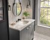 BRIZO Rook Widespread Lavatory Faucet with Channel Spout - Less Handles 1.5 GPM — Luxe Nickel  /Matte Black
