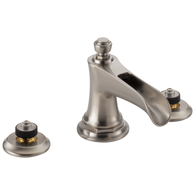 BRIZO Rook Widespread Lavatory Faucet with Channel Spout - Less Handles 1.5 GPM — Luxe Nickel