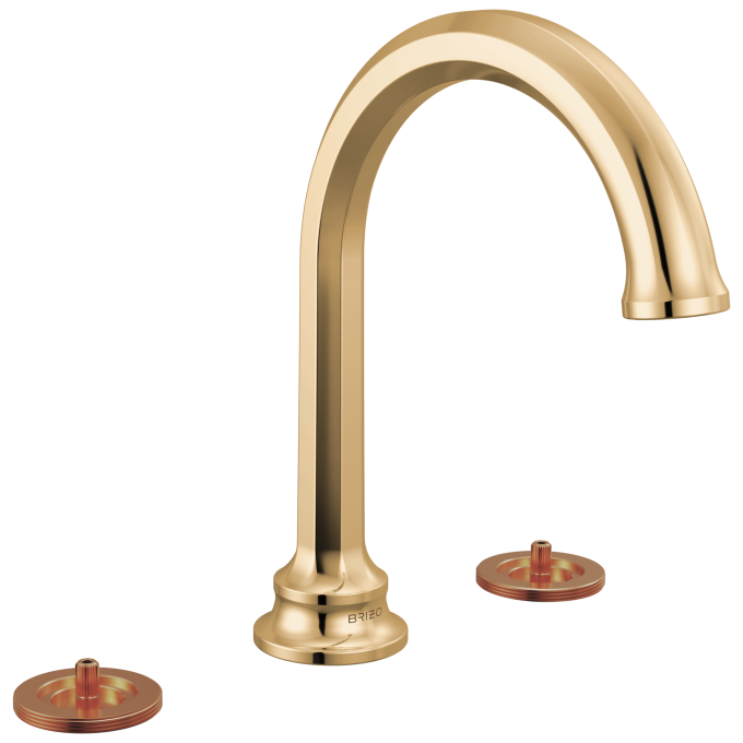 BRIZO Beauclere Widespread Lavatory Faucet with Arc Spout - Less Handles 1.2 GPM — Polished Gold