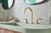 BRIZO Allaria Widespread Lavatory Faucet with Arc Spout - Less Handles — Luxe Gold