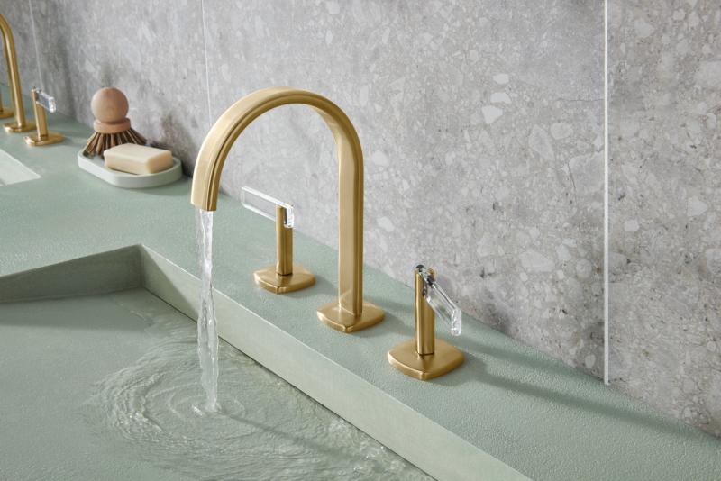 BRIZO Allaria Widespread Lavatory Lever Handle Kit — Luxe Gold / Clear Acrylic