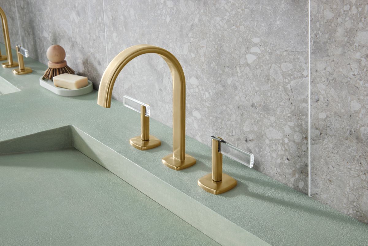 BRIZO Allaria Widespread Lavatory Lever Handle Kit — Luxe Gold / Clear Acrylic