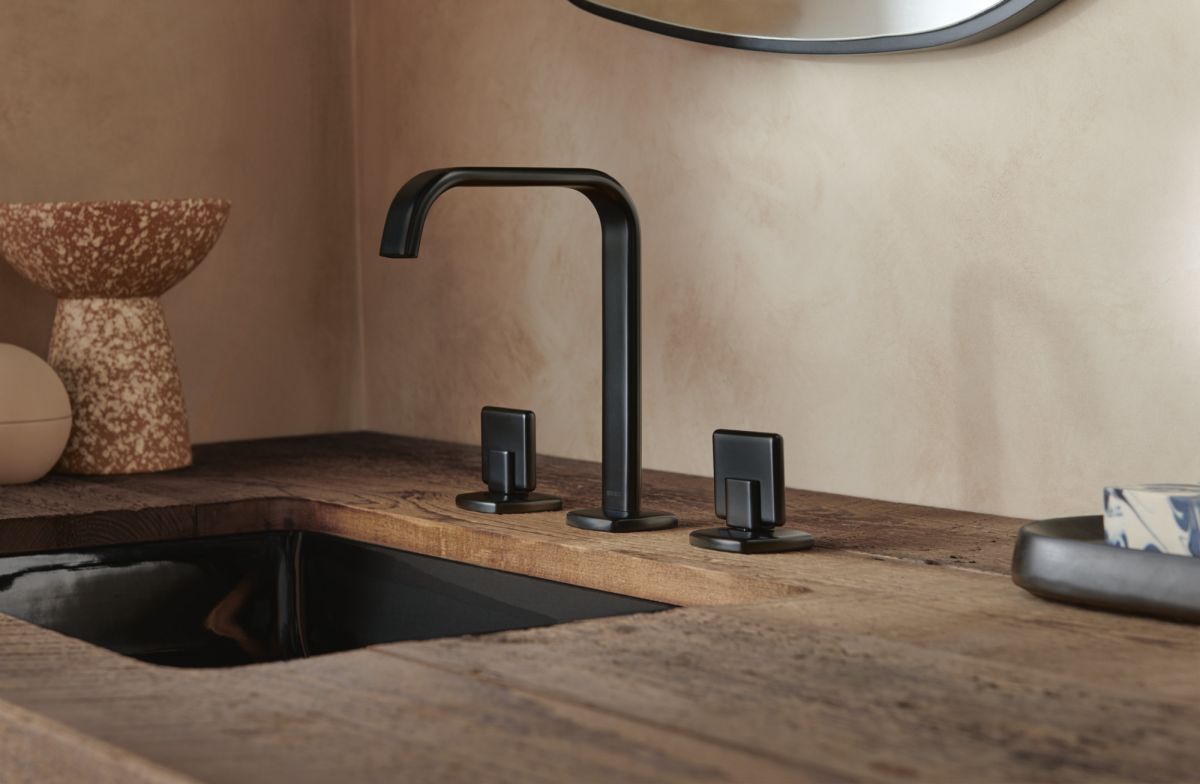 BRIZO Allaria Widespread Lavatory Faucet with Square Spout - Less Handles — Matte Black