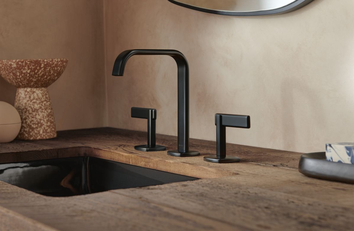 BRIZO Allaria Widespread Lavatory Faucet with Square Spout - Less Handles — Matte Black
