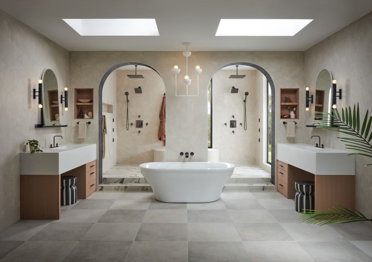 BRIZO Allaria Two-Handle Wall Mount Tub Filler - Less Handles — Brilliance Black Onyx