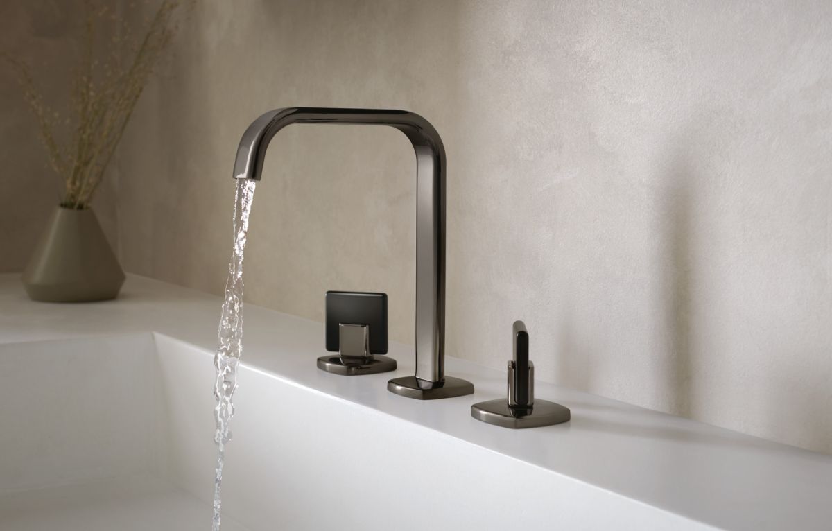 BRIZO Allaria Widespread Lavatory Faucet with Square Spout - Less Handles — Brilliance Black Onyx
