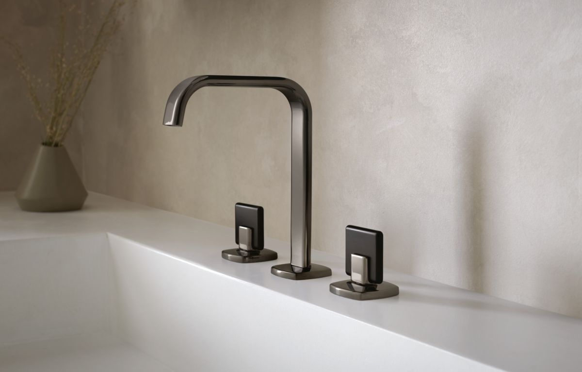 BRIZO Allaria Widespread Lavatory Faucet with Square Spout - Less Handles — Brilliance Black Onyx