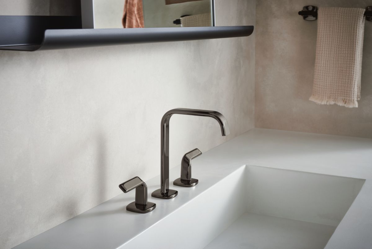 BRIZO Allaria Widespread Lavatory Faucet with Square Spout - Less Handles — Brilliance Black Onyx