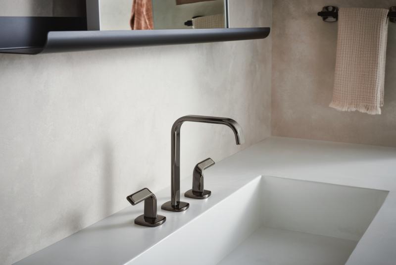 BRIZO Allaria Widespread Lavatory Faucet with Square Spout - Less Handles — Brilliance Black Onyx