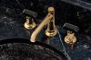 BRIZO Invari Widespread Lavatory Faucet with Arc Spout - Less Handles 1.5 GPM — Polished Gold