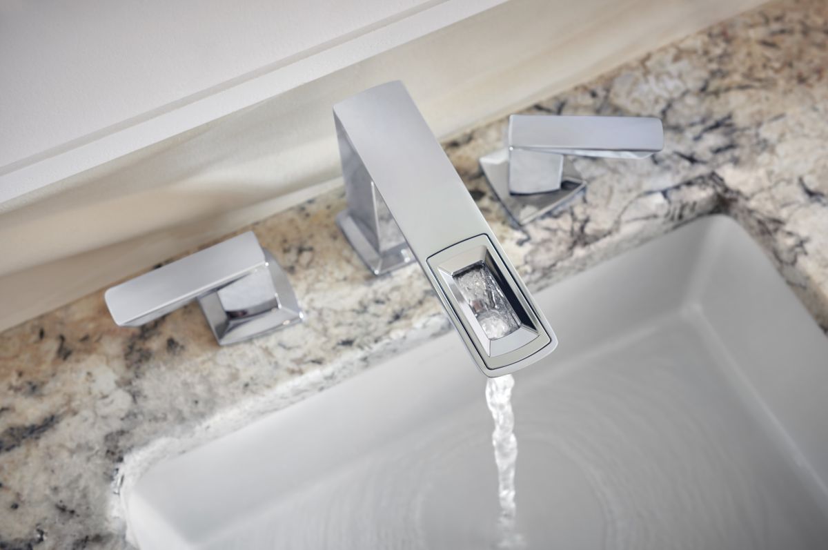 BRIZO Vettis Widespread Lavatory Faucet With Open-Flow Spout 1.2 GPM — Chrome