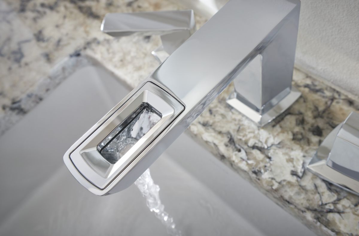 BRIZO Vettis Widespread Lavatory Faucet With Open-Flow Spout 1.2 GPM — Chrome