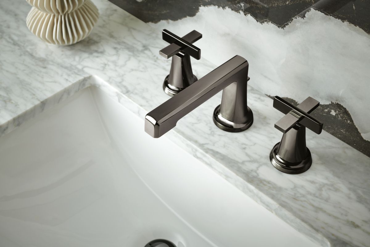 BRIZO Levoir Widespread Lavatory Low Cross Handle Kit — Brilliance Black Onyx