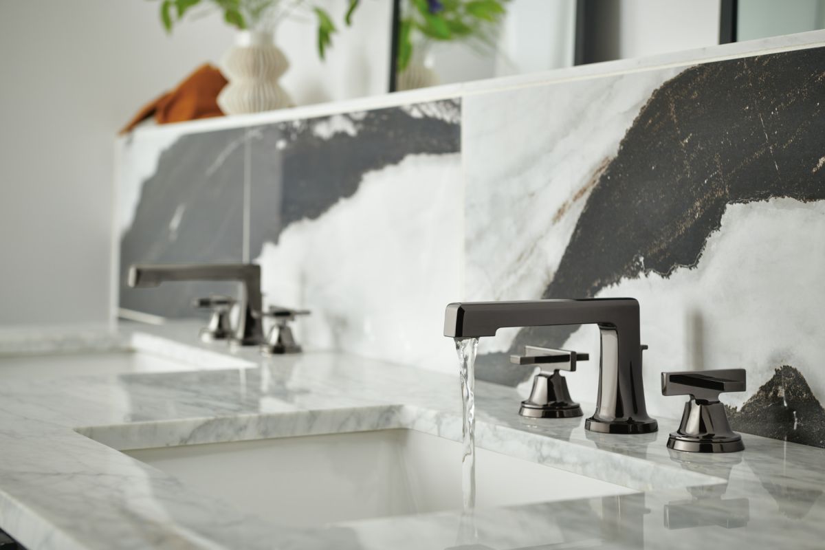 BRIZO Levoir Widespread Lavatory Low Cross Handle Kit — Brilliance Black Onyx
