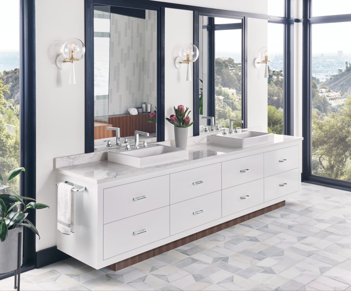 BRIZO Levoir Widespread Lavatory Faucet with High Spout - Less Handles 1.5 GPM — Chrome