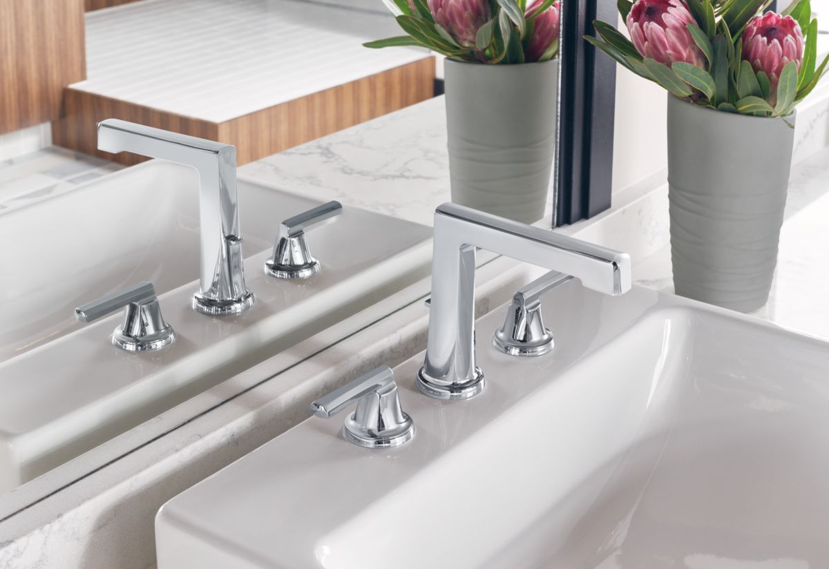 BRIZO Levoir Widespread Lavatory Faucet with High Spout - Less Handles 1.5 GPM — Chrome