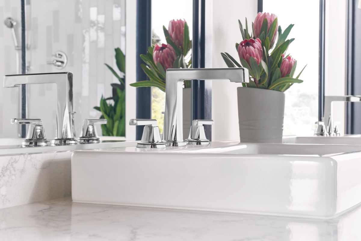 BRIZO Levoir Widespread Lavatory Faucet with High Spout - Less Handles 1.5 GPM — Chrome