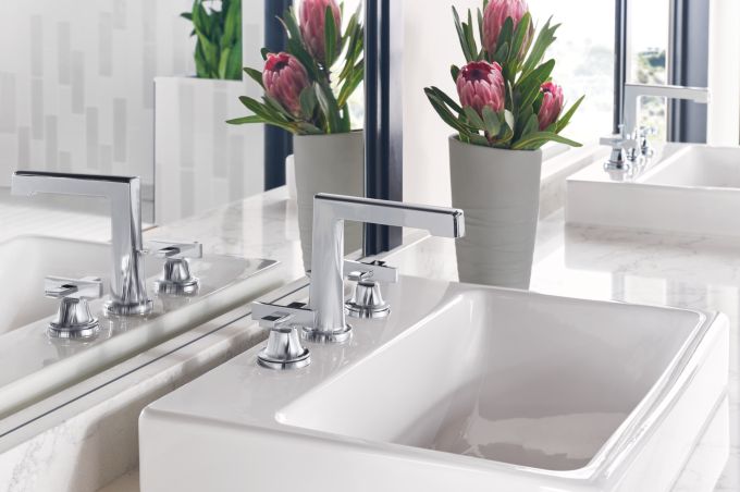 BRIZO Levoir Widespread Lavatory Faucet with High Spout - Less Handles 1.5 GPM — Chrome
