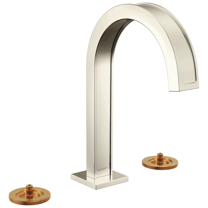 BRIZO Frank Lloyd Wright Widespread Lavatory Faucet with Arc Spout - Less Handles — Polished Nickel