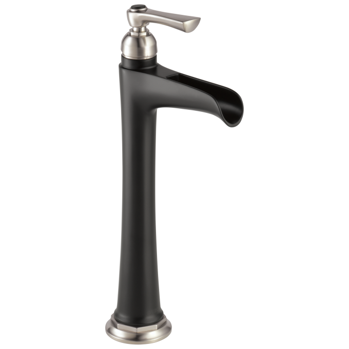 BRIZO Rook Single-Handle Vessel Lavatory Faucet with Channel Spout 1.5 GPM — Luxe Nickel  /Matte Black