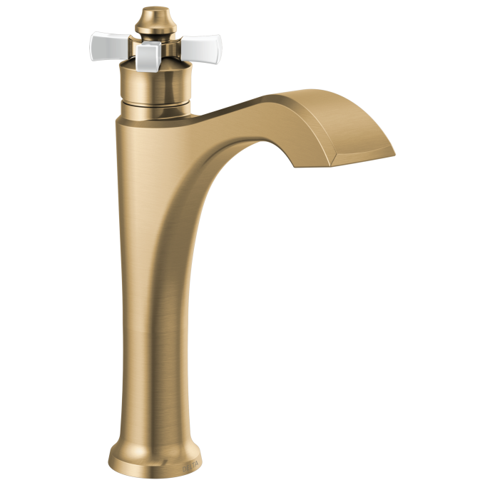 DELTA Dorval Single Handle Mid-Height Vessel Bathroom Faucet — Champagne Bronze / Porcelain