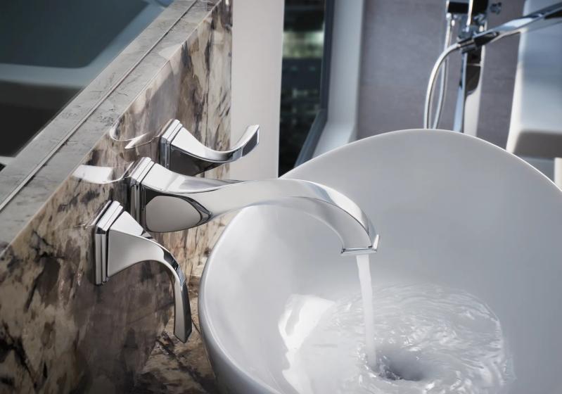 BRIZO Virage Two-Handle Wall Mount Lavatory Faucet 1.5 GPM — Chrome