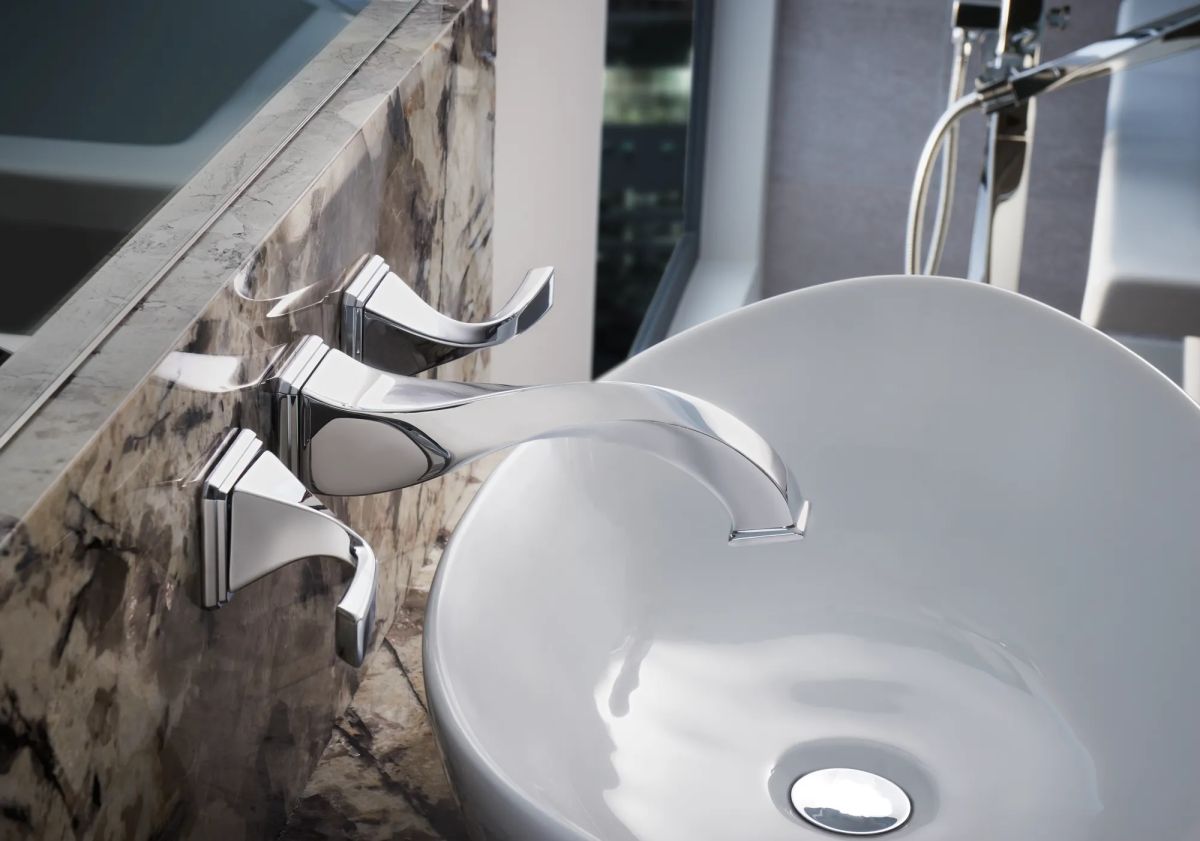 BRIZO Virage Two-Handle Wall Mount Lavatory Faucet 1.5 GPM — Chrome