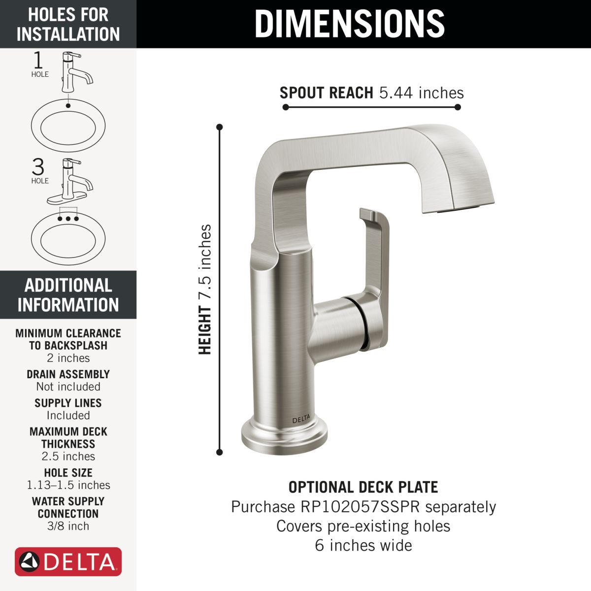 DELTA Tetra Single Handle Mid-Height Vessel Bathroom — Lumicoat® Stainless