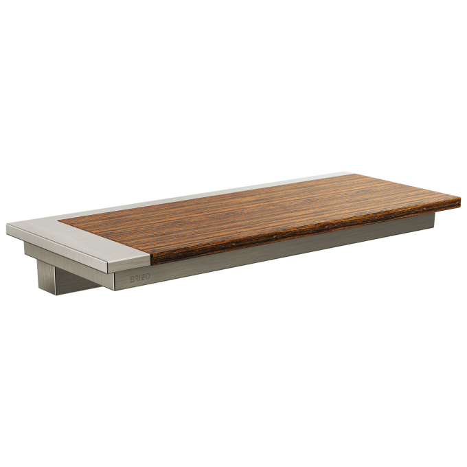 BRIZO Frank Lloyd Wright Wall Shelf — Luxe Nickel / Teak Wood