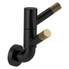 BRIZO Litze Rotating Double Robe Hook With Knurling — Matte Black/Luxe Gold