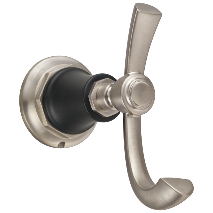 BRIZO Rook Double Robe Hook — Luxe Nickel  /Matte Black