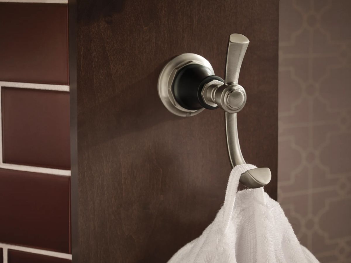 BRIZO Rook Double Robe Hook — Luxe Nickel  /Matte Black